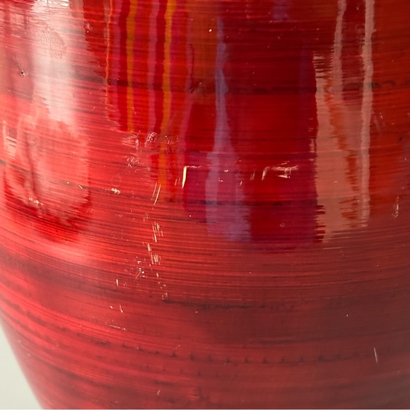 Lifestyles by Sixtrees Bamboo/wood Laquerware Vase Dark Red Asian Home Decor - Picture 7 of 8